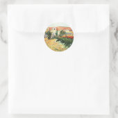 Van Gogh - Huis met Zonnebloemen Ronde Sticker (Tas)