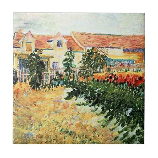 Van Gogh - Huis met Zonnebloemen Tegeltje (Voorkant)