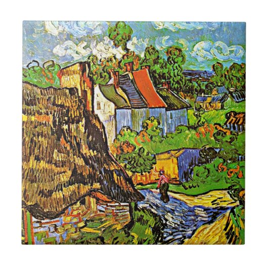 Van Gogh - Huishoudens in Auvers Tegeltje (Voorkant)