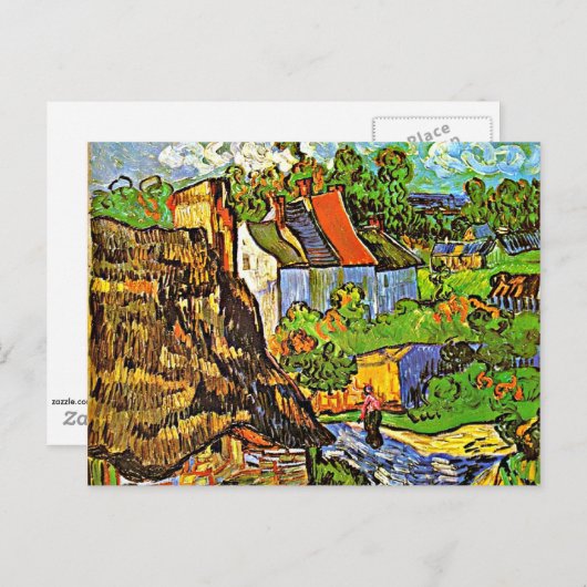 Van Gogh - Huizen in Auvers - 2 Briefkaart (Voorkant / Achterkant)