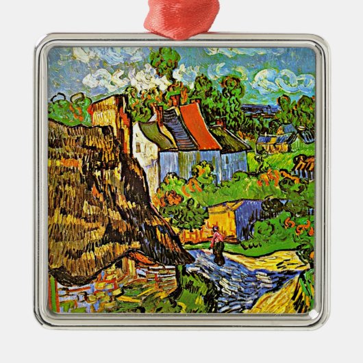 Van Gogh - Huizen in Auvers, beroemd schilderij, Metalen Ornament (Voorkant)