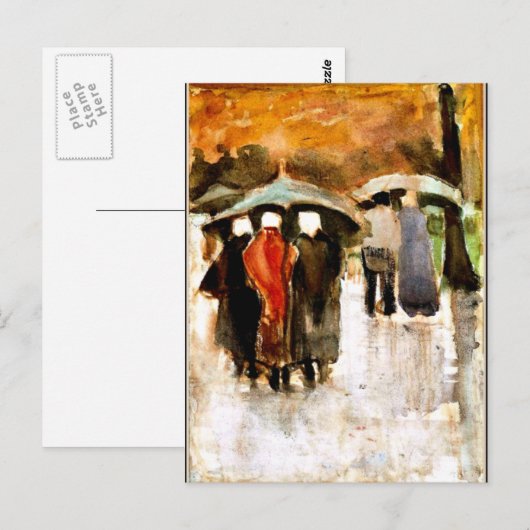 Van Gogh - in de regen Briefkaart (Voorkant / Achterkant)