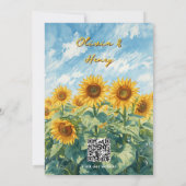 Van Gogh Inspiratie Zonnebloem QR Code Bruiloft Kaart (Achterkant)