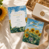 Van Gogh Inspiratie Zonnebloem QR Code Bruiloft Kaart