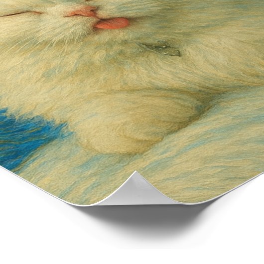 Van Gogh Inspired Cat Art – White Cat Under Starry Poster (Hoek)