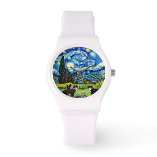 van Gogh inspireerde sterrennachtkatten Horloge