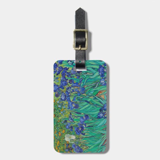 Van Gogh Iopen. Blauwe florale  impressionisme Bagagelabel (Voorkant verticaal)