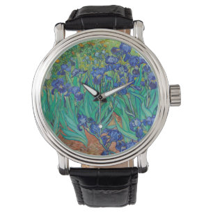 Van Gogh Iopen. Blauwe florale  impressionisme Horloge