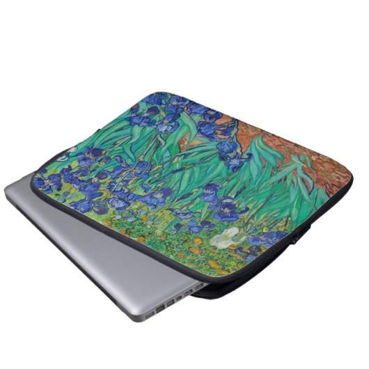 Van Gogh Iopen. Blauwe florale  impressionisme Laptop Sleeve (Voorkant onderkant)