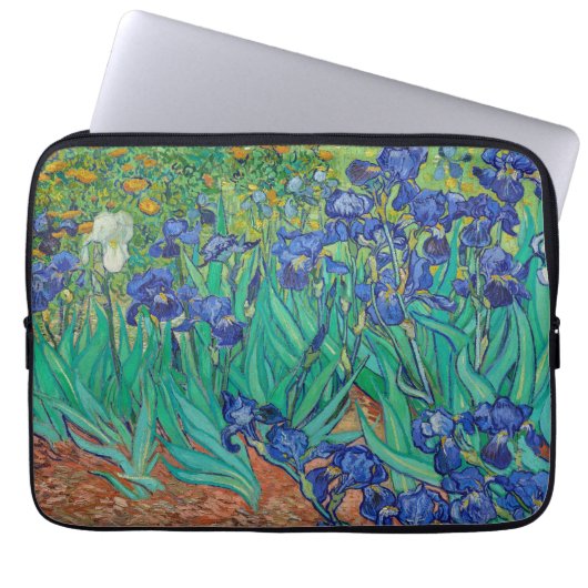Van Gogh Iopen. Blauwe florale  impressionisme Laptop Sleeve (Voorkant)