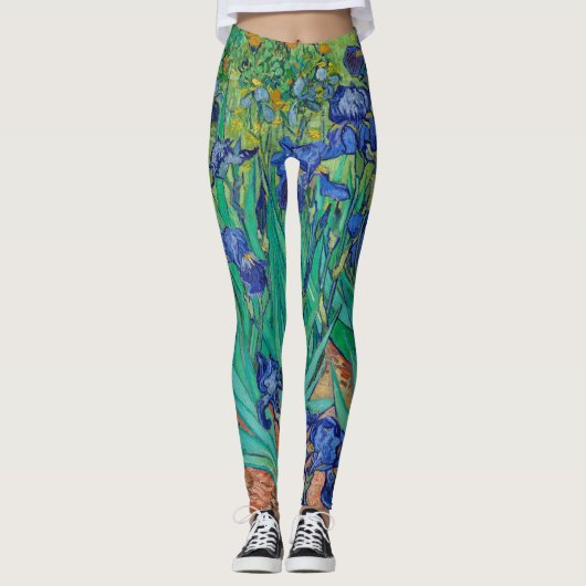Van Gogh Iopen. Blauwe florale  impressionisme Leggings (Voorkant)
