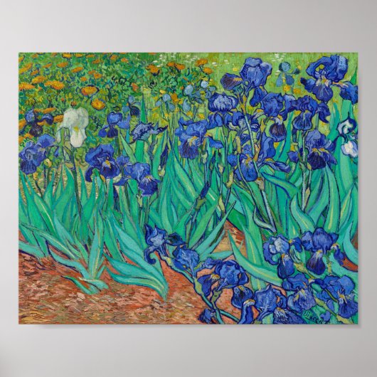 Van Gogh Iopen. Blauwe florale impressionisme Poster (Voorkant)