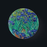 Van Gogh Iopen. Blauwe florale  impressionisme Ronde Button 3,2 Cm<br><div class="desc">Van Gogh 'Irises'-knop. Blauwe florale impressionistische kunst.</div>