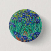Van Gogh Iopen. Blauwe florale  impressionisme Ronde Button 3,2 Cm (Voorkant)