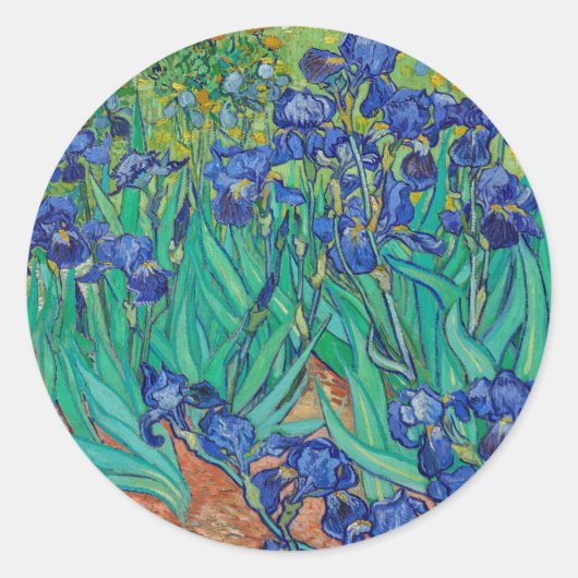 Van Gogh Iopen. Blauwe florale  impressionisme Ronde Sticker (Voorkant)