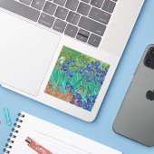 Van Gogh Iopen. Blauwe florale  impressionisme Sticker (Laptop met iPhone)