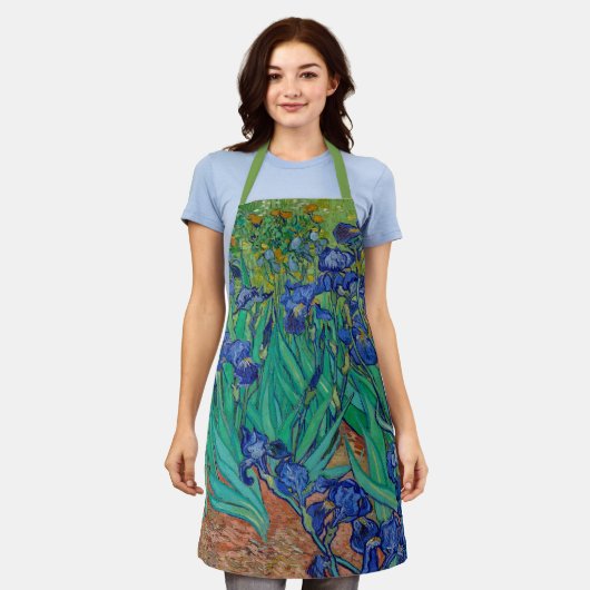 Van Gogh Iopen Floral Green Painting Schort (Gedragen)