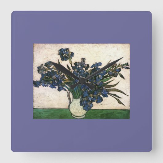 Van Gogh Iris Lavendar Vierkante Klok (Voorkant)