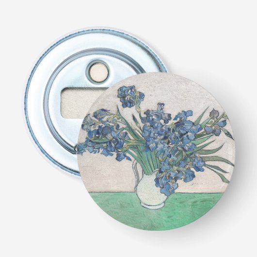 Van Gogh Iris Vaas Schilderij Impressionisme Button Flesopener (Voorkant)