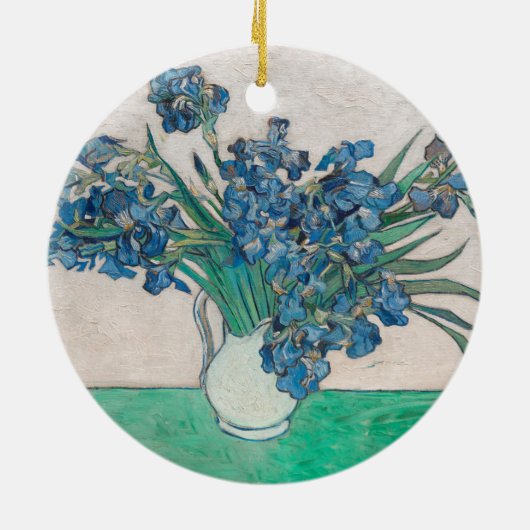 Van Gogh Iris Vaas Schilderij Impressionisme Keramisch Ornament (Achterkant)