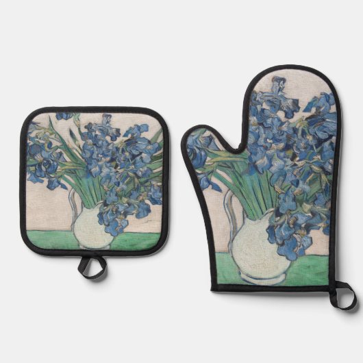 Van Gogh Iris Vaas Schilderij Impressionisme Ovenwant & Pannenlap Set (Voorkant)