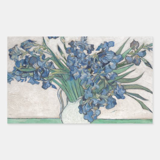 Van Gogh Iris Vaas Schilderij Impressionisme Rechthoekige Sticker (Voorkant)