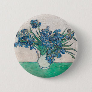 Van Gogh Iris Vaas Schilderij Impressionisme Ronde Button 5,7 Cm