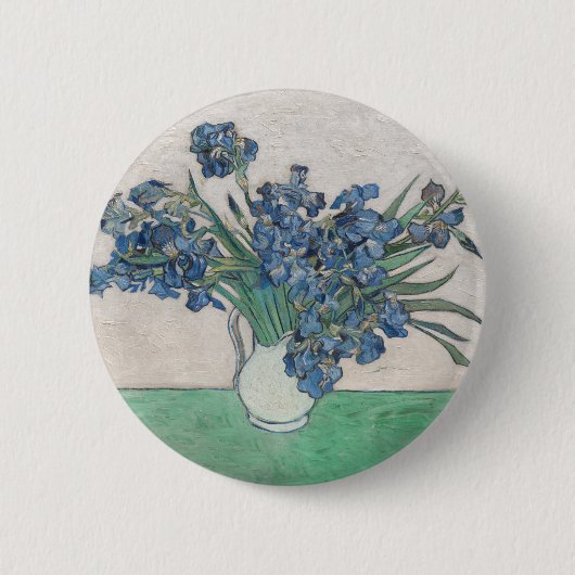 Van Gogh Iris Vaas Schilderij Impressionisme Ronde Button 5,7 Cm (Voorkant)