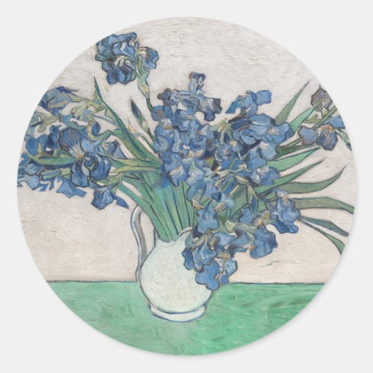 Van Gogh Iris Vaas Schilderij Impressionisme Ronde Sticker (Voorkant)