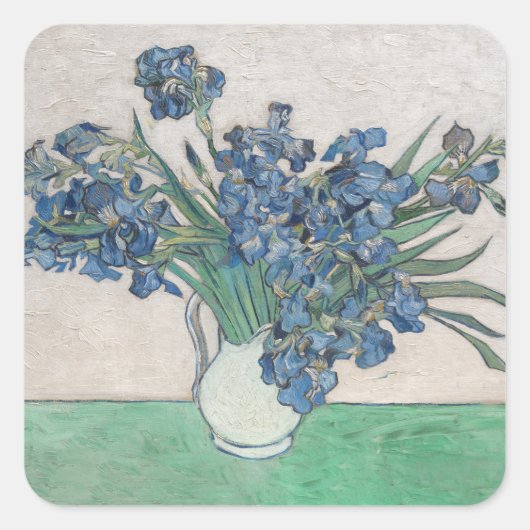 Van Gogh Iris Vaas Schilderij Impressionisme Vierkante Sticker (Voorkant)