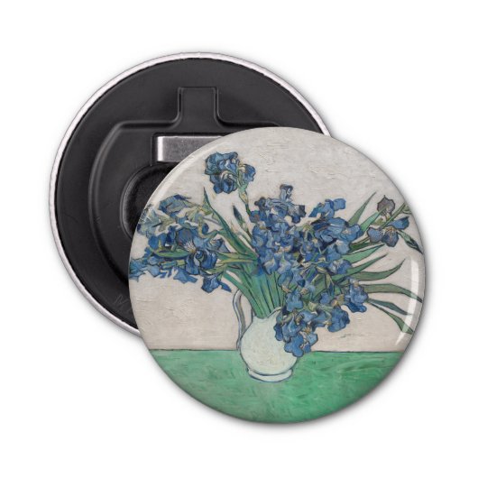 Van Gogh Iris Vase Schilderend Impressionisme Button Flesopener (Voorkant)