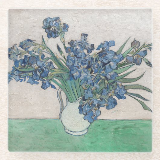 Van Gogh Iris Vase Schilderend Impressionisme Glazen Onderzetter (Voorkant)