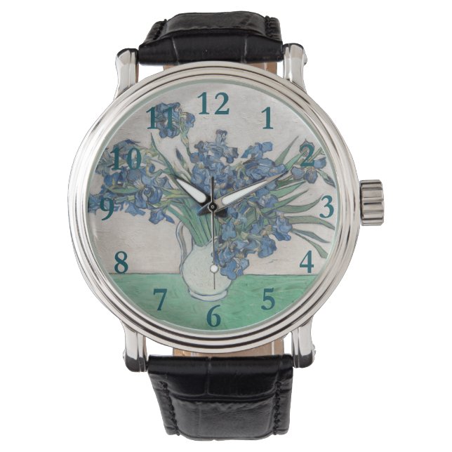 Van Gogh Iris Vase Schilderend Impressionisme Horloge (Voorkant)