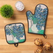 Van Gogh Iris Vase Schilderend Impressionisme Ovenwant & Pannenlap Set (Top down)