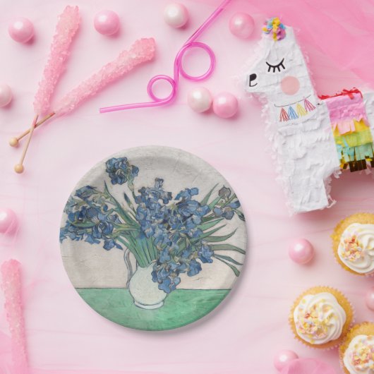 Van Gogh Iris Vase Schilderend Impressionisme Papieren Bordje (Feest)