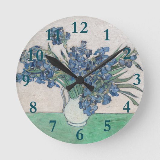 Van Gogh Iris Vase Schilderend Impressionisme Ronde Klok (Voorkant)