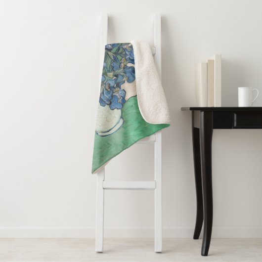 Van Gogh Iris Vase Schilderend Impressionisme Sherpa Deken (In situ)
