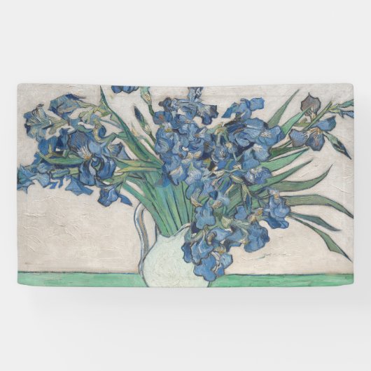 Van Gogh Iris Vase Schilderend Impressionisme Spandoek (Horizontaal)