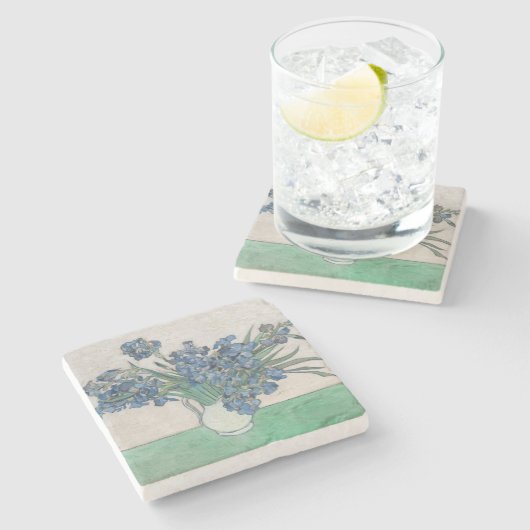 Van Gogh Iris Vase Schilderend Impressionisme Stenen Onderzetter (Zijkant)