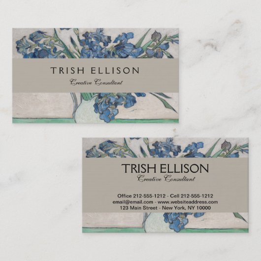 Van Gogh Iris Vase Schilderend Impressionisme Visitekaartje (Voorkant / Achterkant)