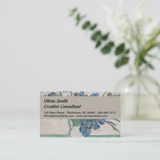 Van Gogh Iris Vase Schilderend Impressionisme Visitekaartje (Staand voorkant)