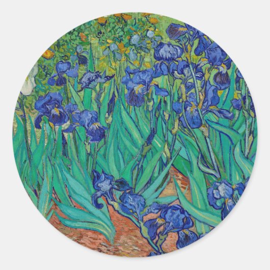 Van Gogh Irise Floral Painting Ronde Sticker (Voorkant)