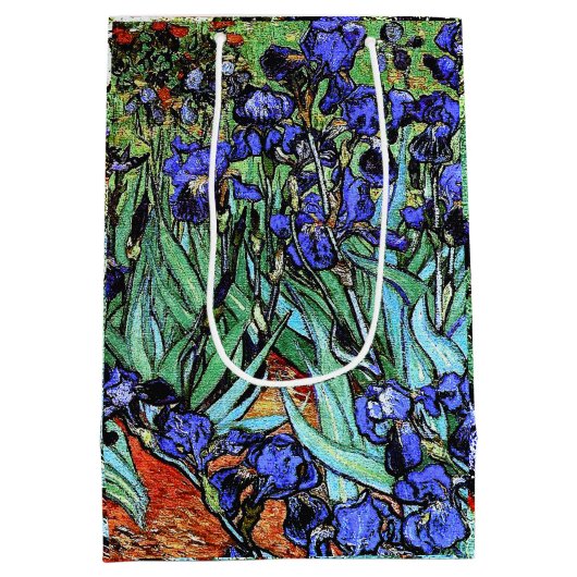 Van Gogh Irise Flowers Floral Garden Gift Bag Medium Cadeauzakje (Achterkant)