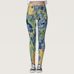 Van Gogh Irise Vase Blue Floral Bouquet Painting Leggings