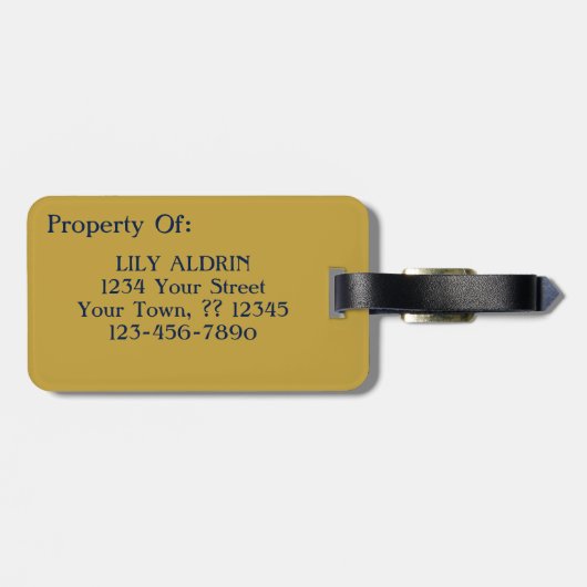 Van Gogh Irise Vase Blue Flower Bouquet Gold Art Bagagelabel (Achterkant horizontaal)