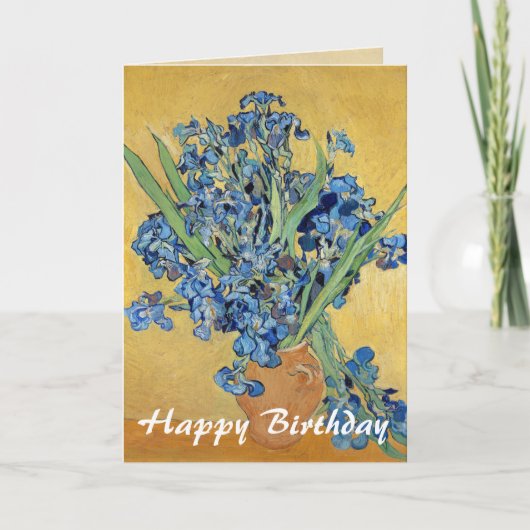 Van Gogh Irise Vase Blue Flowers Art Birthday Kaart (Voorkant)