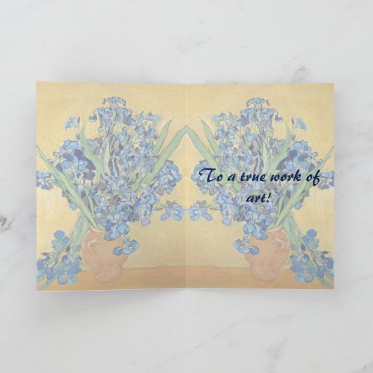 Van Gogh Irise Vase Blue Flowers Art Birthday Kaart (Binnen)