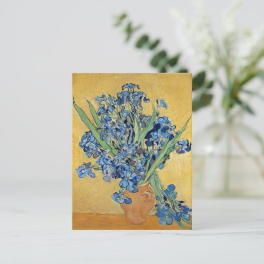 Van Gogh Irise Vase Blue Flowers  Art Briefkaart (Staand voorkant)