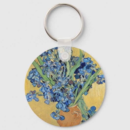 Van Gogh Irise Vase Blue Flowers  Art Sleutelhanger (Voorkant)