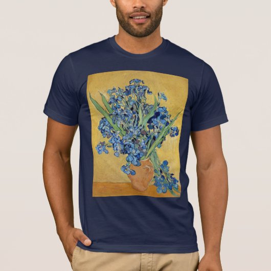 Van Gogh Irise Vase Blue Flowers Art T-shirt (Voorkant)